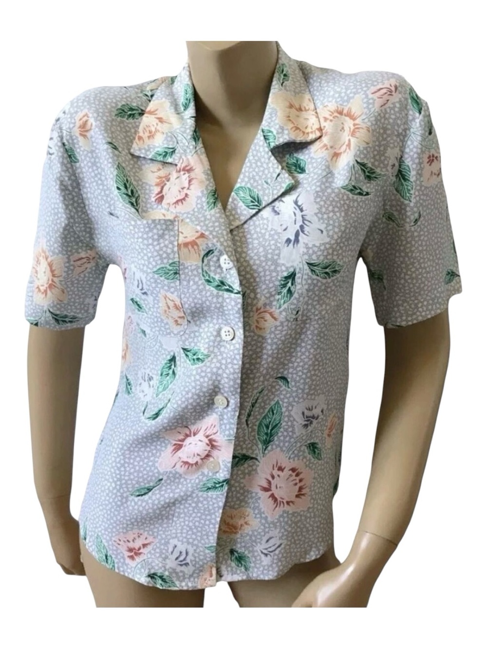 JH Collectibles Vintage Blouse Womens 2P Petite Floral Rayon Button Front 90s